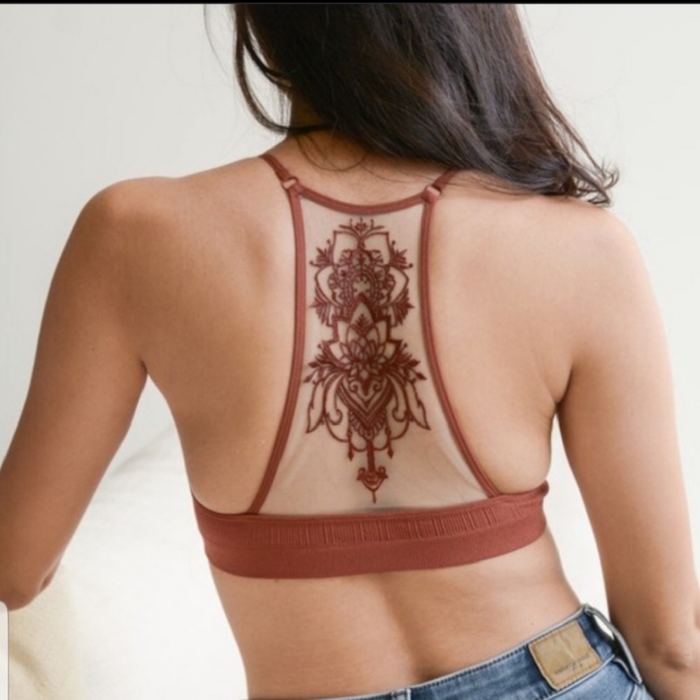 Bralette Bra Lace Sheer Strappy Racer Back - Picture 6 of 9